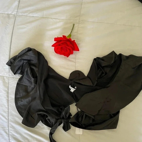 WeWoreWhat satin ruffle crop top - Picture 6 of 13